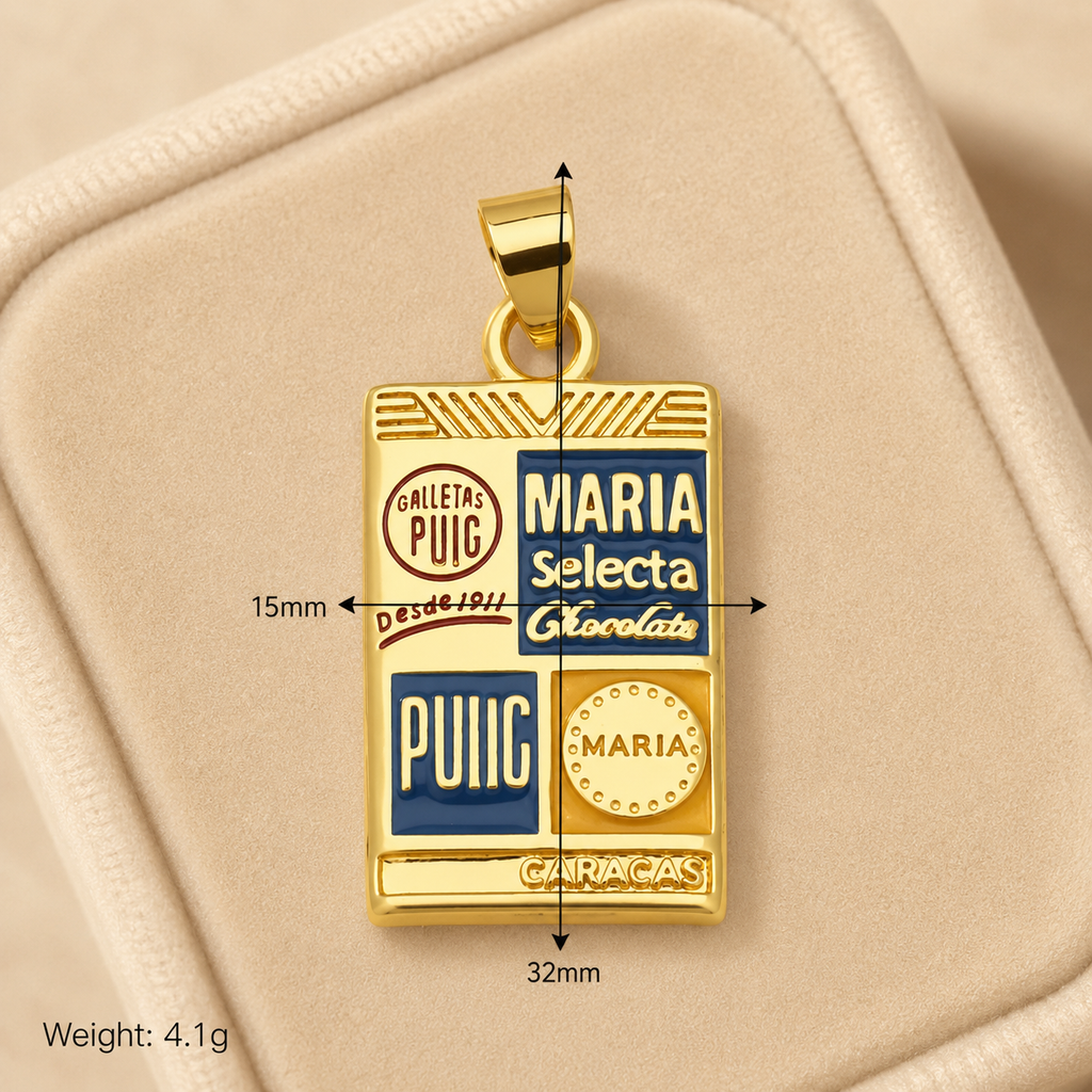 María Puig Biscuit Charm – Gold Nostalgia Pendant