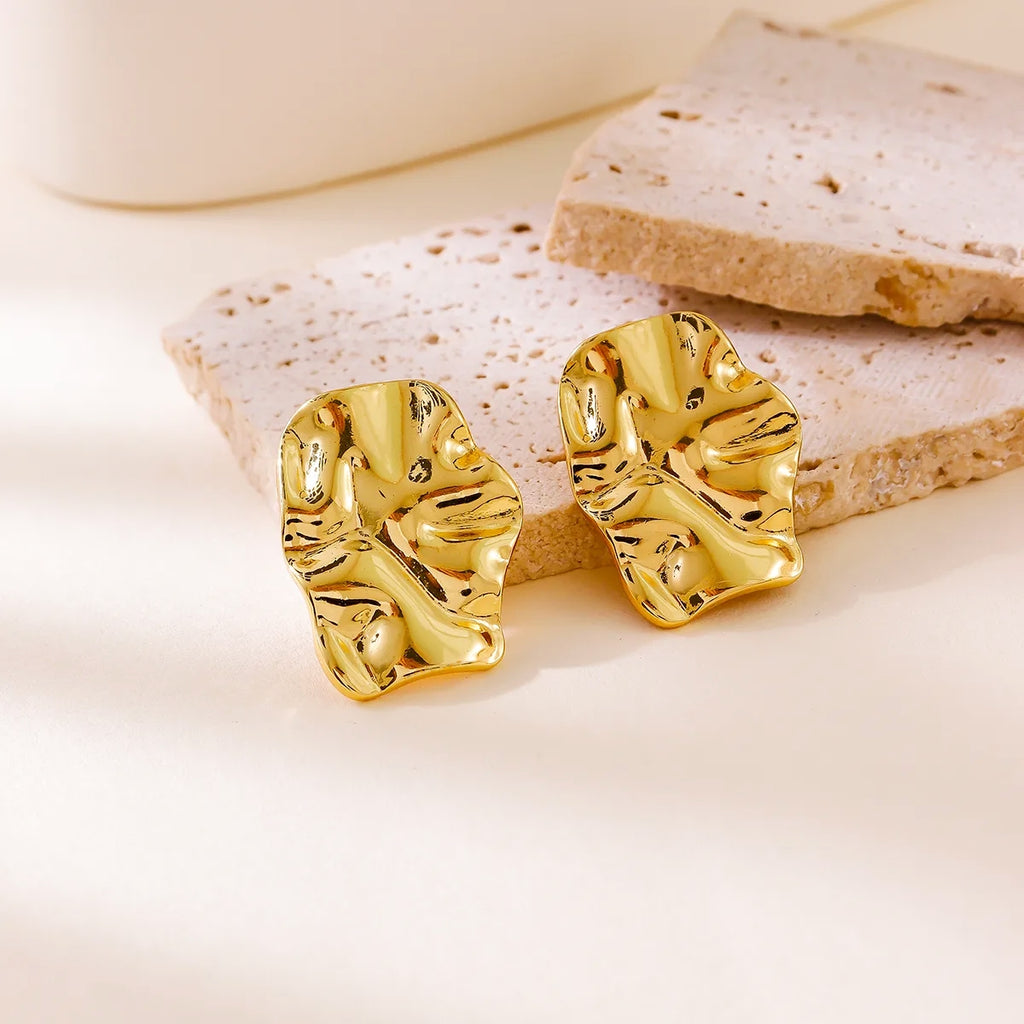 18K Gold PVD Sculptural Geometric Stud Earrings.
