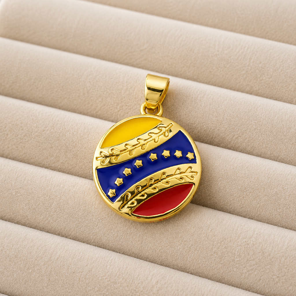 Venezuelan Baseball Pendant/Gold & Tricolour