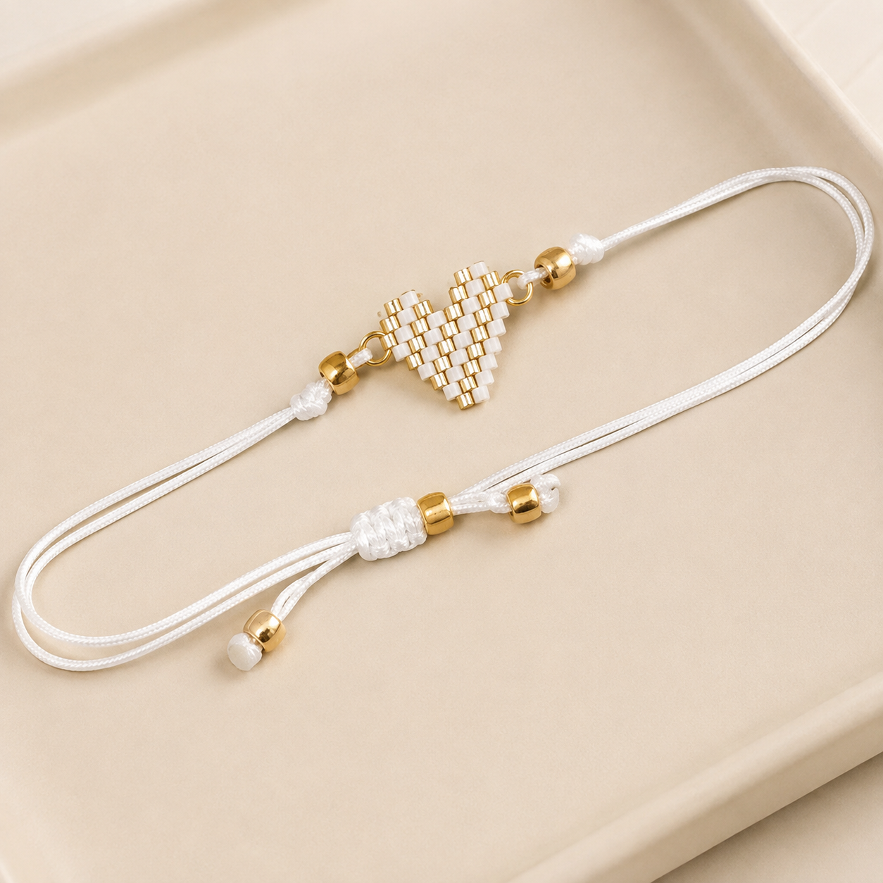 Miyuki Beaded Heart Cord Bracelet