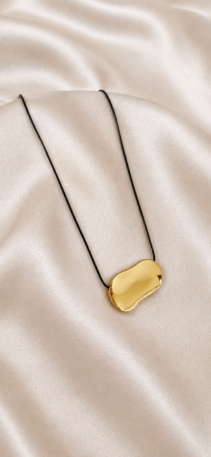 Minimalist Gold Pendant Adjustable Black Cord Necklace