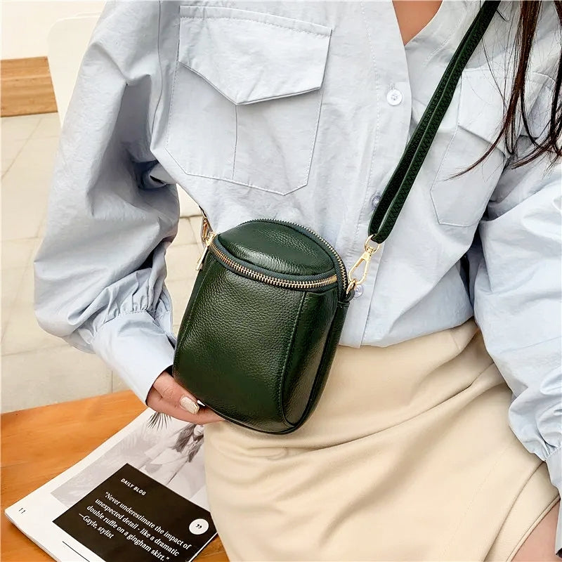 Shell-Shaped Genuine Leather Streetwear Crossbody Bag
