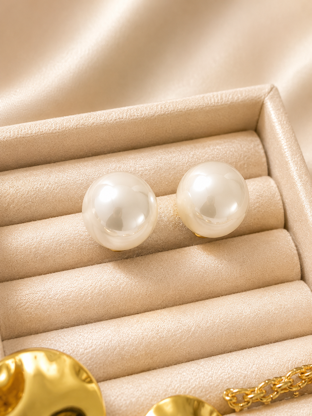 Simulated Pearl Statement Stud Earrings