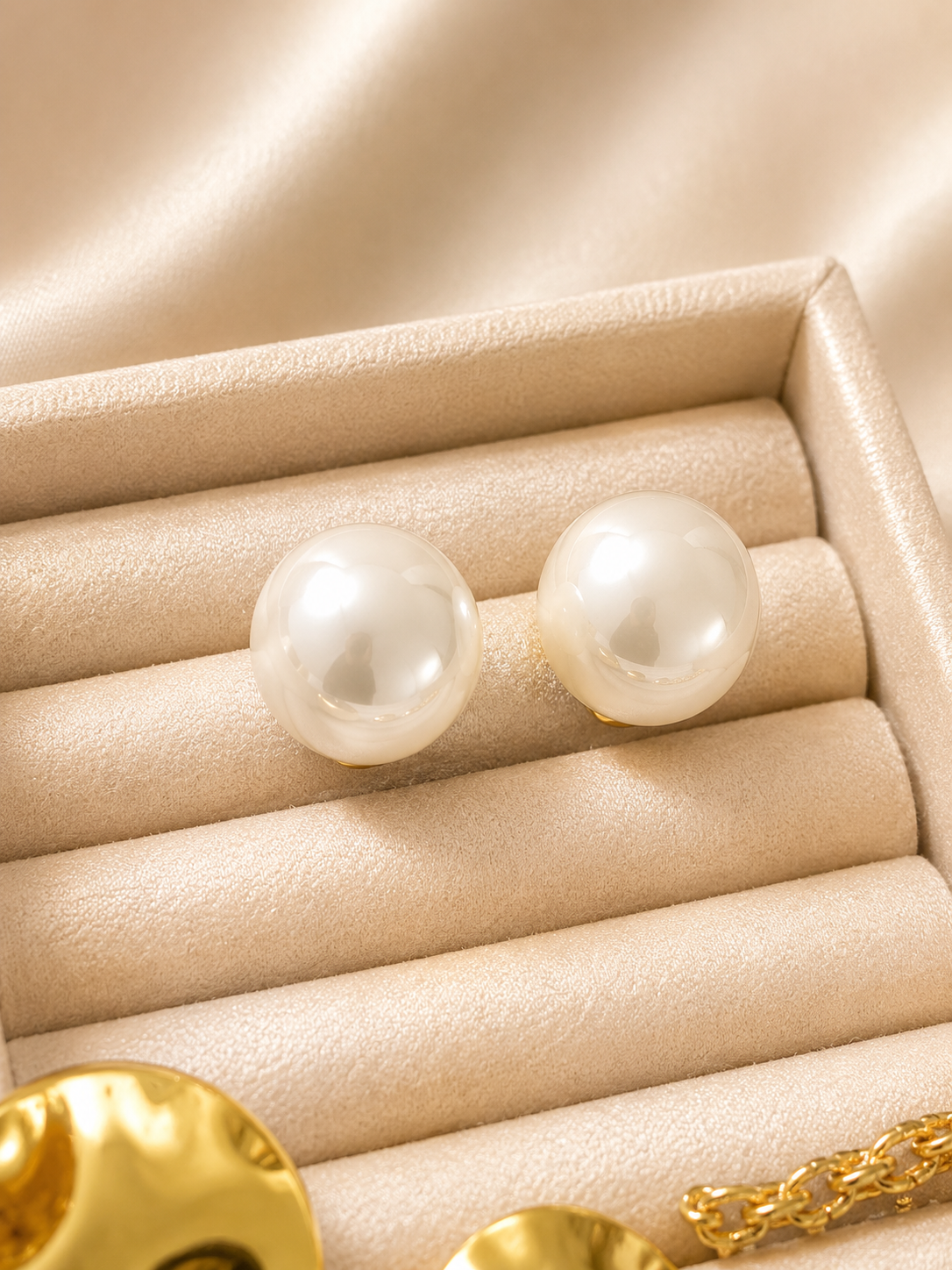 Simulated Pearl Statement Stud Earrings