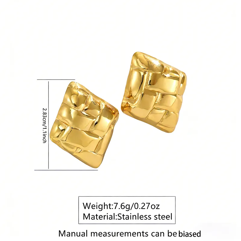Sculpted Gold Square Stud Earrings