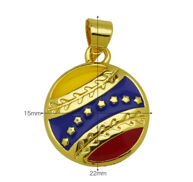 Venezuelan Baseball Pendant/Gold & Tricolour
