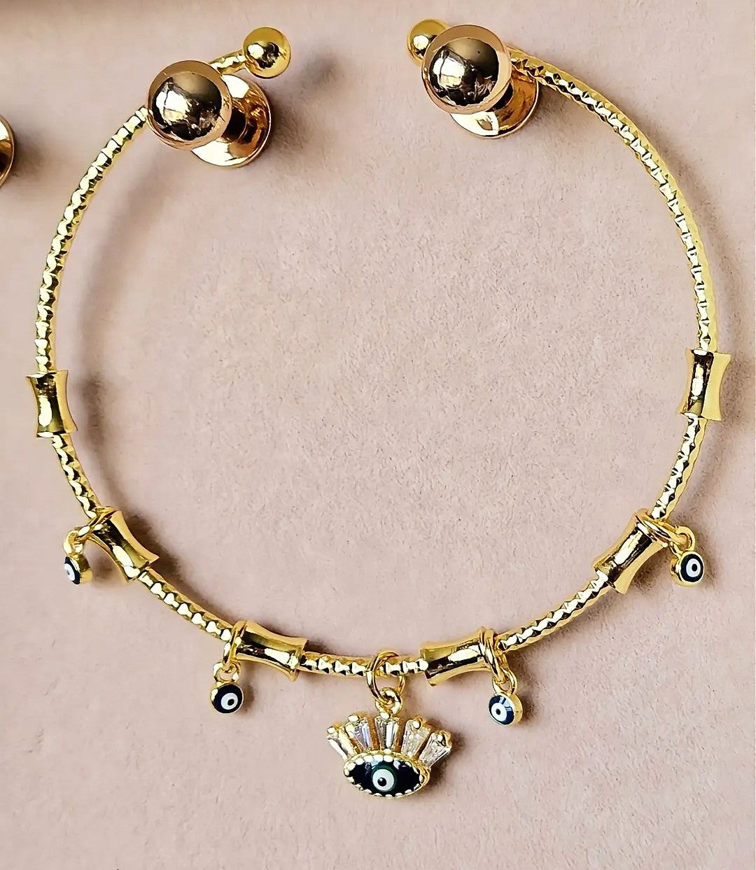 18K Gold-Plated Evil Eye Bangle Bracelet