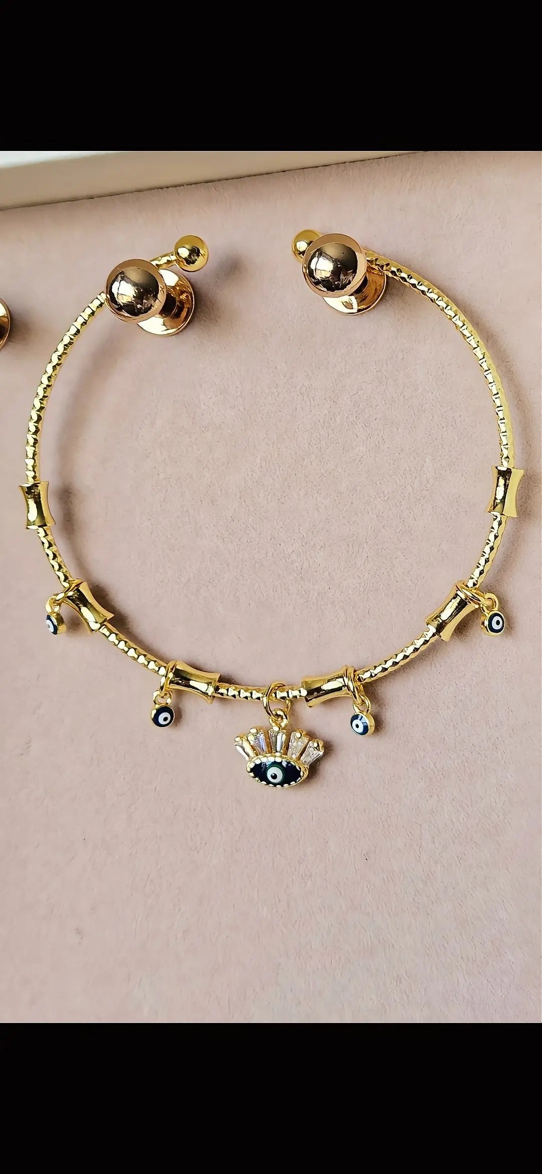 18K Gold-Plated Evil Eye Bangle Bracelet