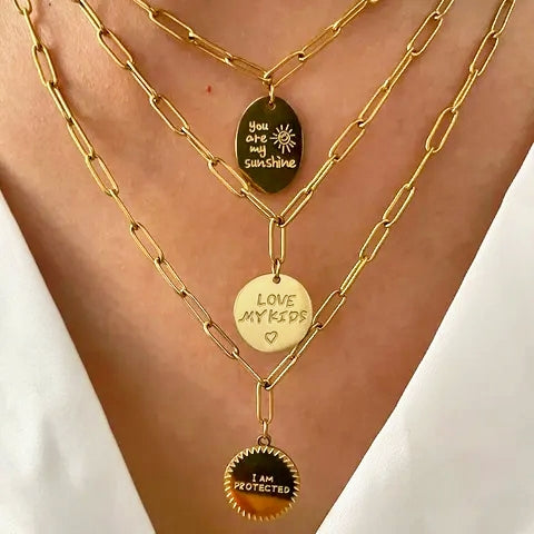Modern Letter Circle 316L Stainless Steel Necklace