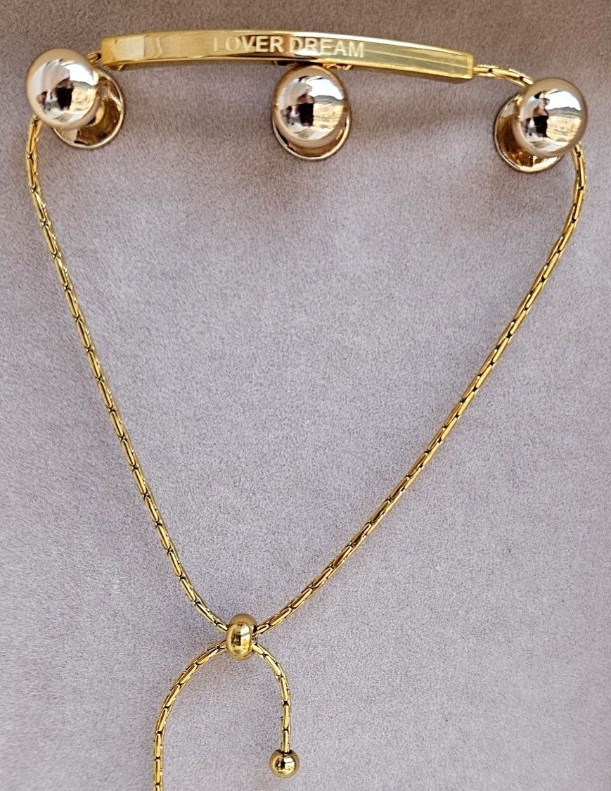 Gold Adjustable Bar Bracelet|Titanium Steel